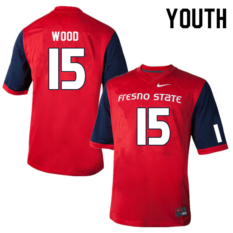 Youth #15 Joshua Wood Fresno State Bulldogs College Football Jerseys Sale-Red - Click Image to Close